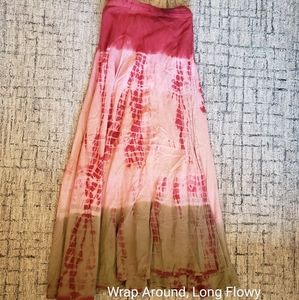 Wrap around long flowy skirt